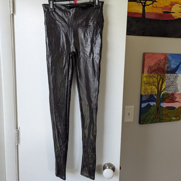 Spanx Snakeskin Faux Leather Leggings Skinny Pants Size Small - Picture 1 of 10